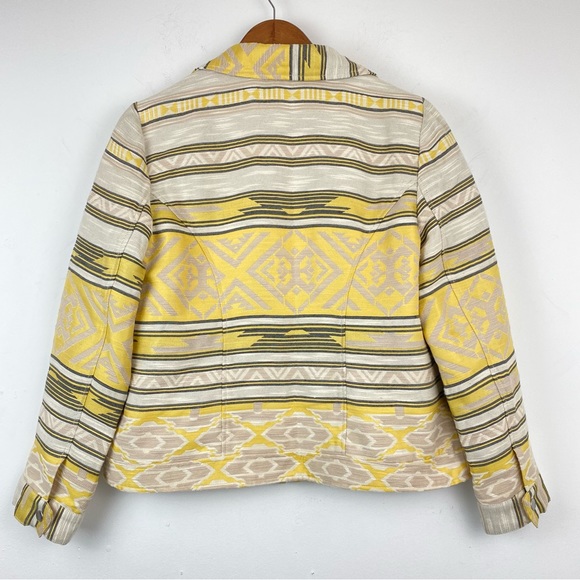 Chico’s size 1/Medium Women’s Yellow Gray Aztec Jacquard Moto Jacket - Picture 8 of 8